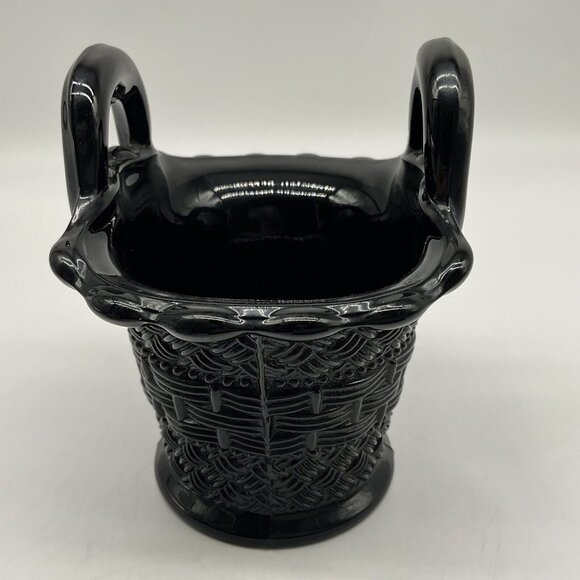 Dugan Diamond Black Amethyst Glass Basket with Double Handles MCM Collectible - Picture 9 of 15